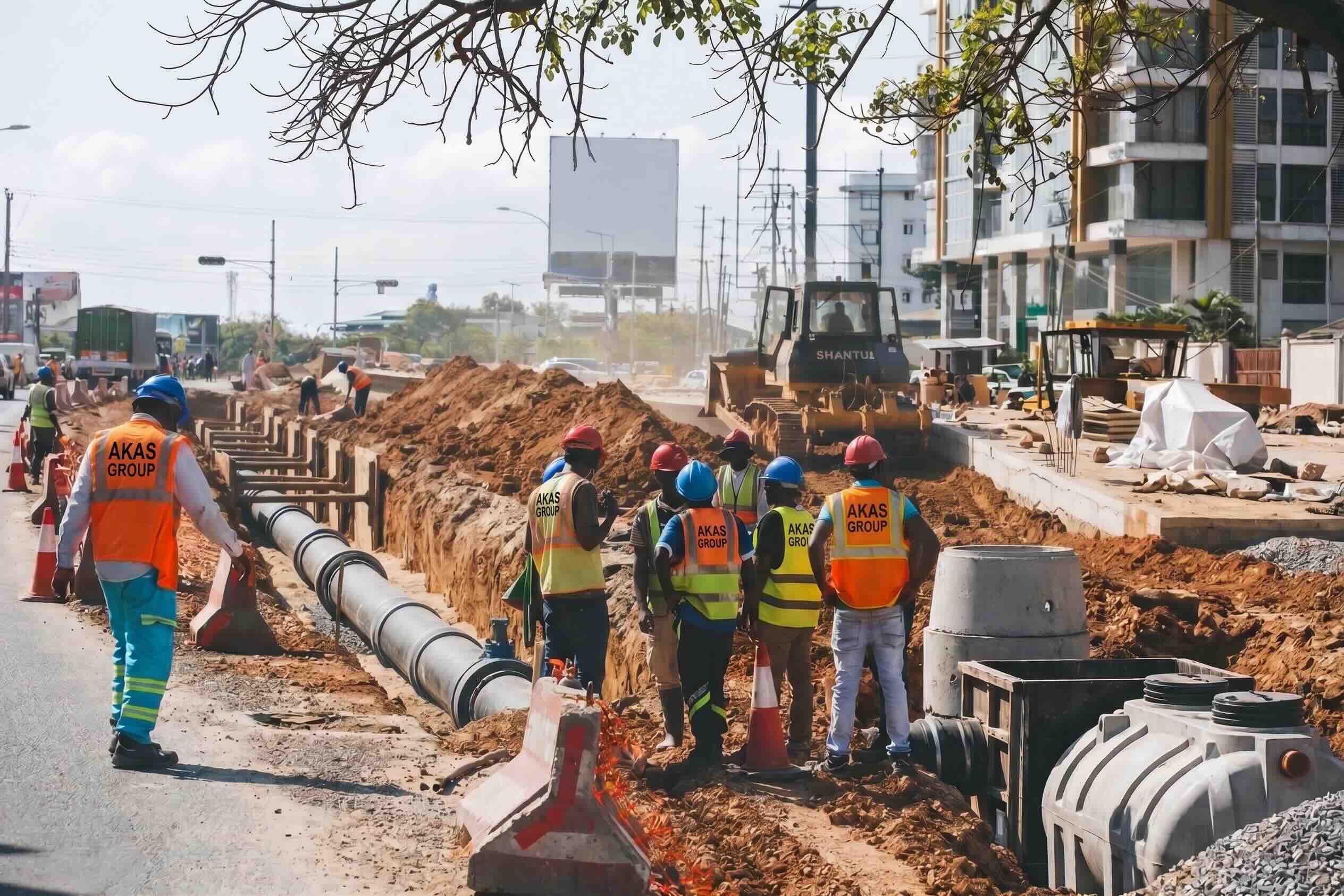 Route en construction en Côte d'Ivoire